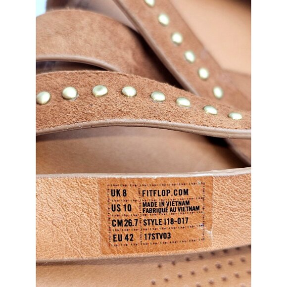 FitFlop Women's Brown Leather Lumy Strappy Studded Slide On Sandals Size 10 2428 - Picture 8 of 16